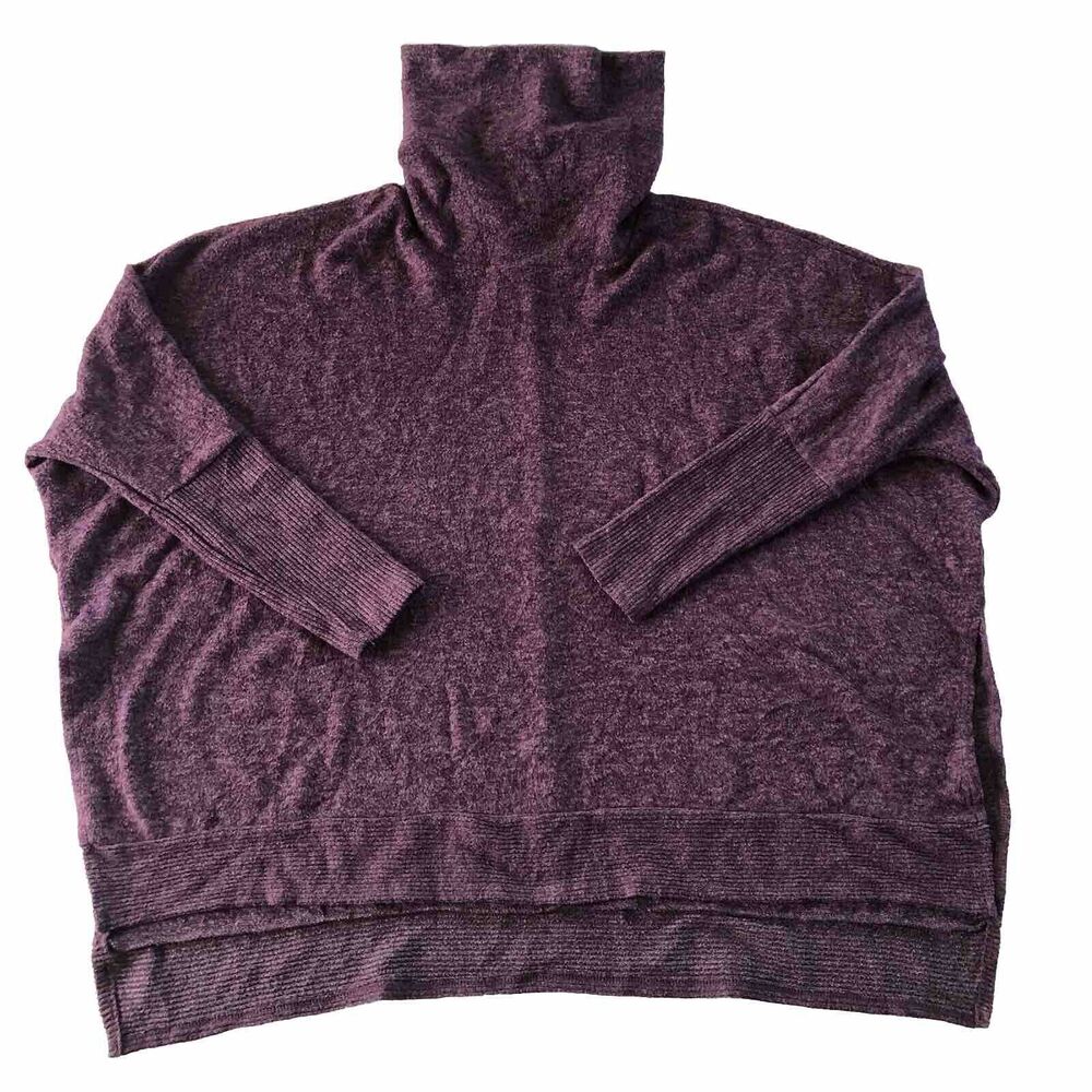 Zenana Fleece Cowl Neck Split Side Sweater Size Small